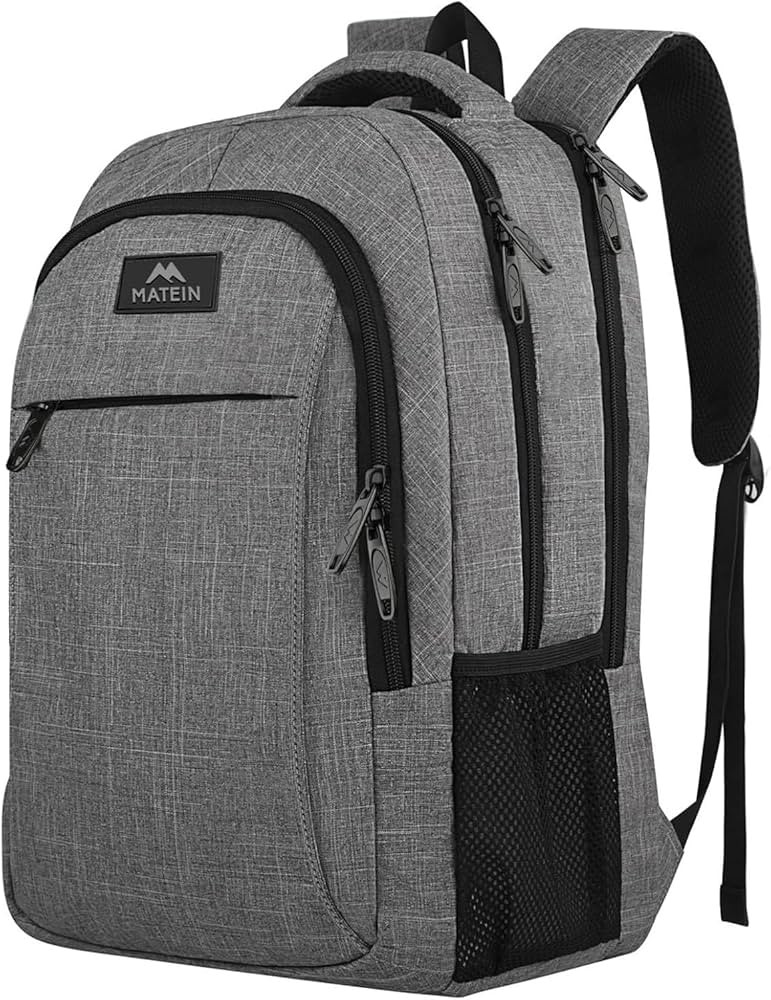 MATEIN Travel Laptop Backpack, 15.6 Inch College School Computer Bag, Grey     Slim Sturdy Busine... | Amazon (US)