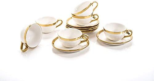 Yedi Houseware New Bone China Collection - 6 Piece Cup and Saucer Espresso Set | Amazon (US)