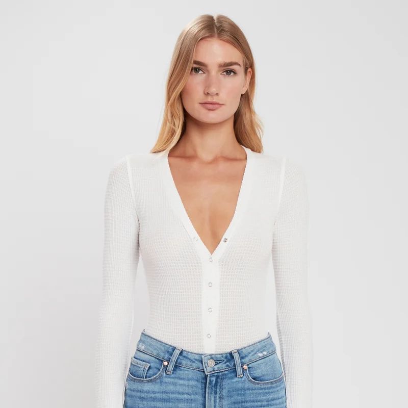 Free People Keep Your Cool Thermal Henley Bodysuit - White - XS | Verishop
