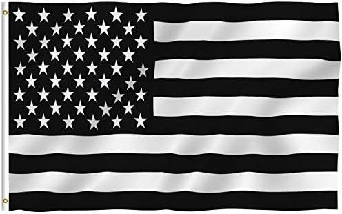 Anley Fly Breeze 3x5 Foot Black and White American Flag - Vivid Color and Fade Proof - Canvas Hea... | Amazon (US)