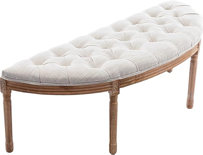 chairus Linen Halfmoon Entryway Bench 55" Button Tufted Semi-Circle Ottoman Comfy Upholstered Sea... | Amazon (US)