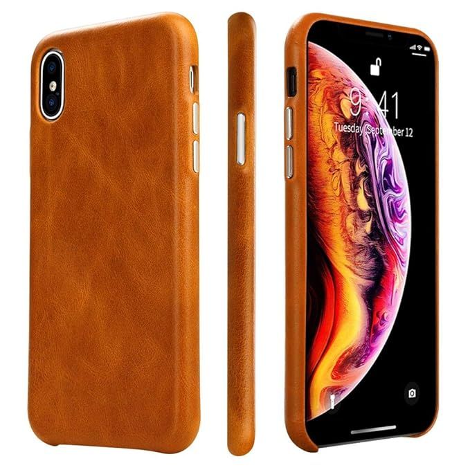 iPhone Xs Max Case Leather TOOVREN Protective iPhone Xs Max Case Genuine Leather Ultra Slim Vinta... | Amazon (US)