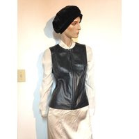 Black Lambskin Leather Vest - Valerie Stevens Size M | Etsy (US)