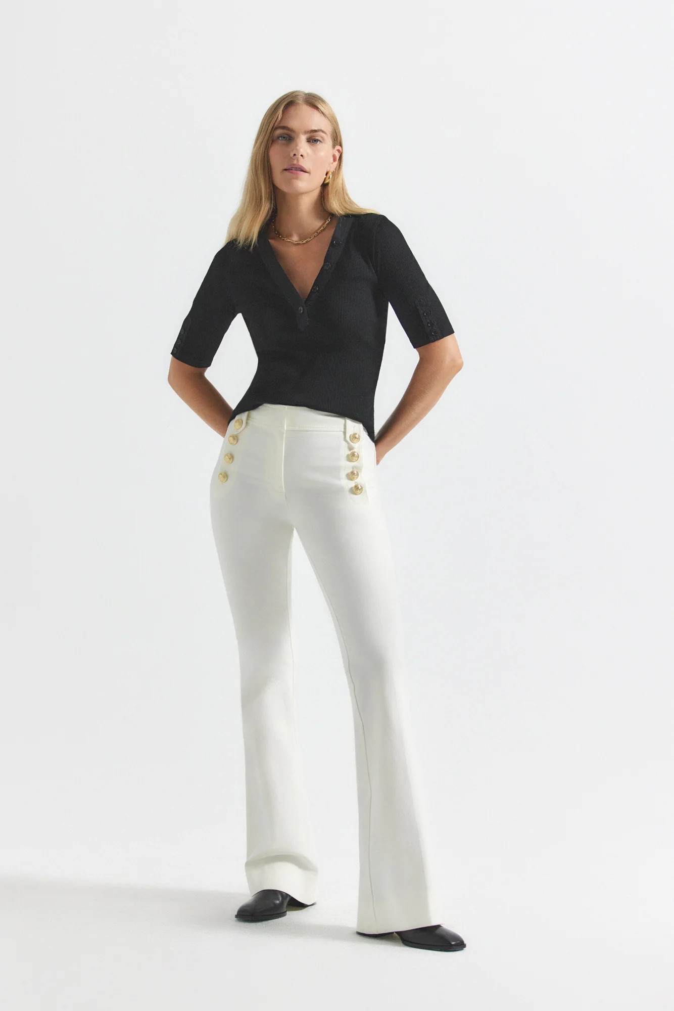 Robertson Soft White Flare Trouser | Derek Lam 10 Crosby | Derek Lam