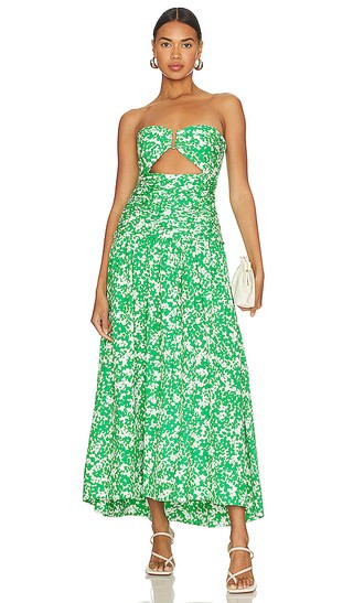 Arosa Strapless Cut Out Midi Dress in Tree Green & Vory | Revolve Clothing (Global)
