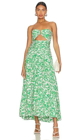 Arosa Strapless Cut Out Midi Dress in Tree Green & Vory | Revolve Clothing (Global)