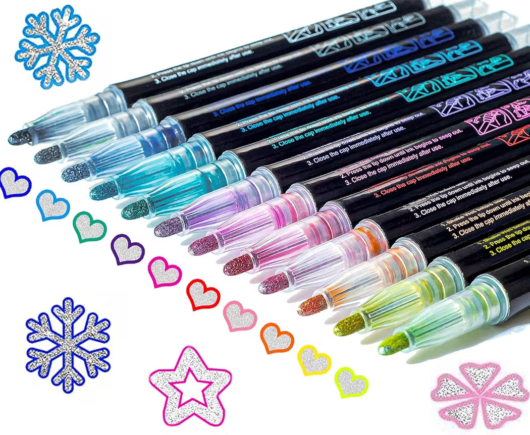 Stocking Stuffers Teen Girls: 12 Glitter Markers Christmas Gifts Teens Outline Glitter Pens Shimm... | Amazon (US)