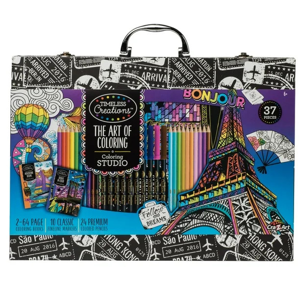 Cra-Z-Art Timeless Creations The Art of Coloring: Coloring Studio with Case - Walmart.com | Walmart (US)