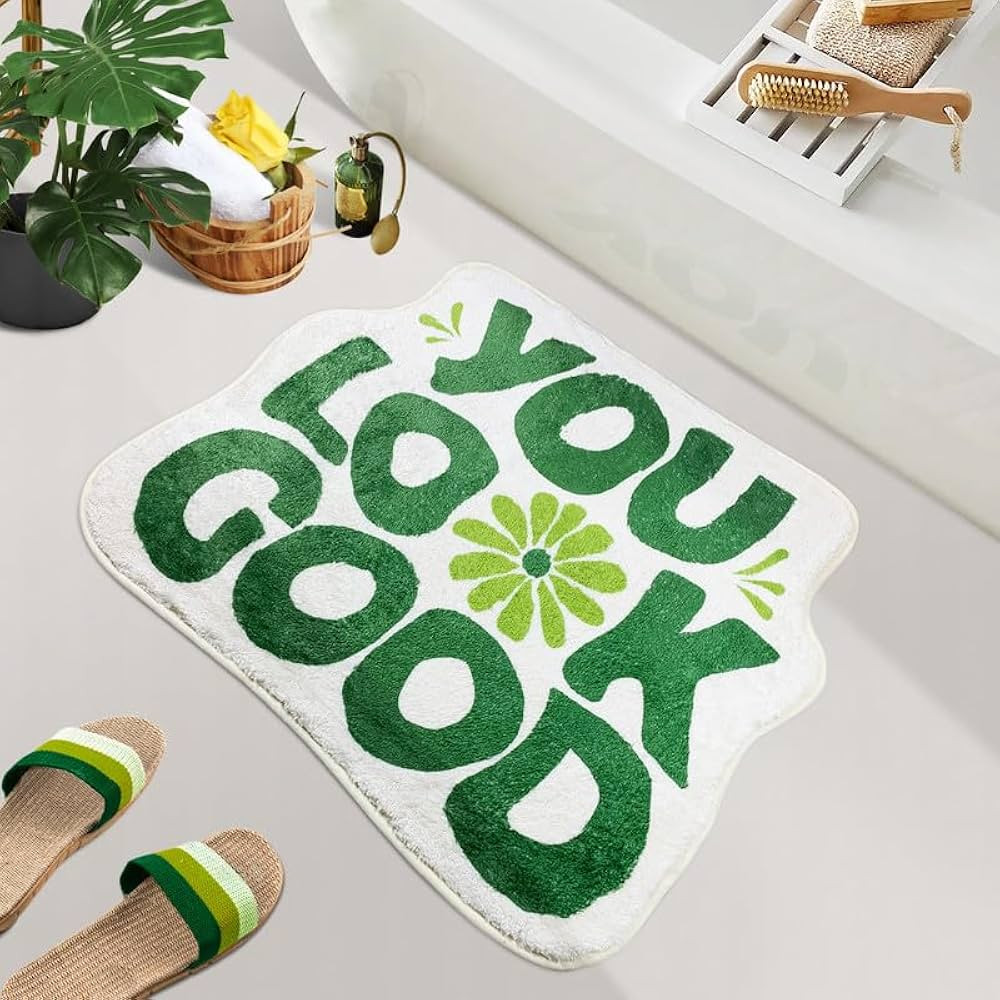 You Look Good Bath Mat Green Cute Funny Flower Bathroom Rug, Soft Absorbent Water Non Slip Rug, S... | Amazon (US)