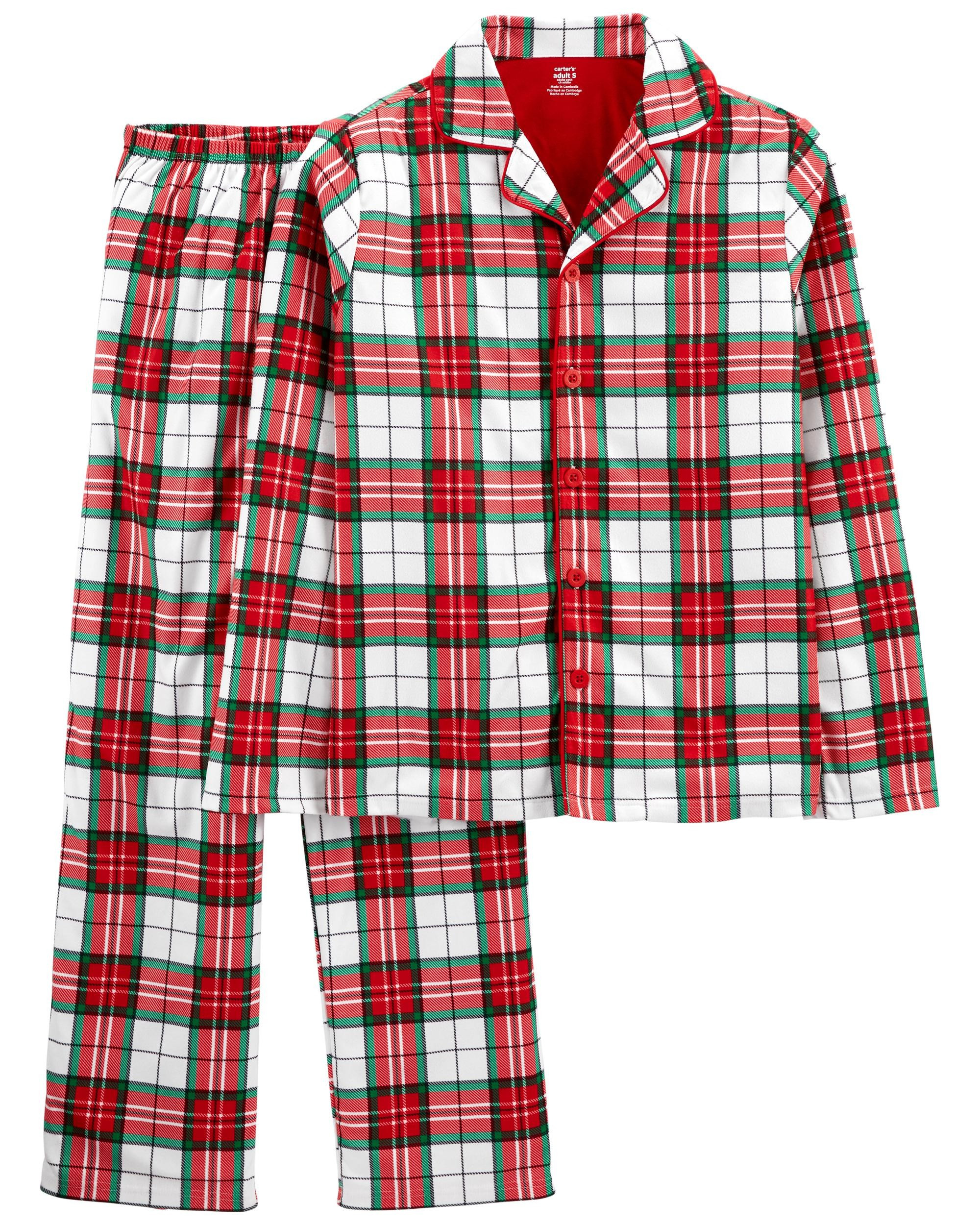 2-Piece Adult Plaid Coat-Style Fleece PJs | Carter's