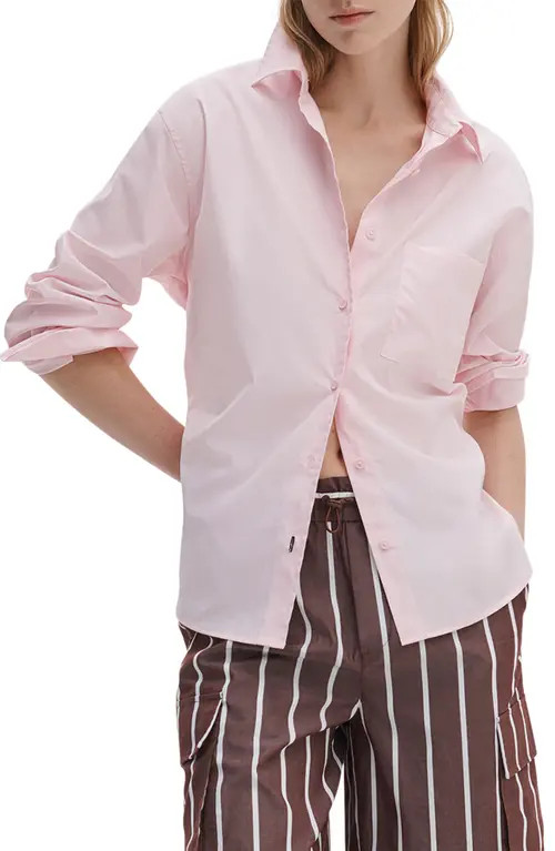 rag & bone Connie Cotton Poplin Button-Up Shirt in Peony at Nordstrom, Size Large | Nordstrom