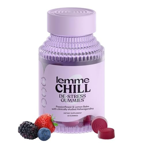 Lemme Chill Stress Relief Gummies with 300mg KSM-66 Ashwagandha, Lemon Balm, Passionflower & Goji to Support Relaxation, Healthy Cortisol & Sleep - Gluten-Free, Non-GMO, Mixed Berry (60 Count) | Amazon (US)