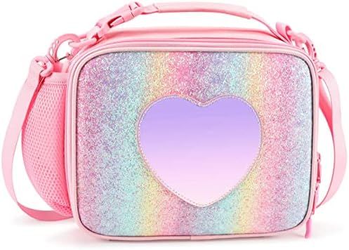 mibasies Kids Insulated Lunch Box for Girls Rainbow Bag with External Bottle Holder | Amazon (US)