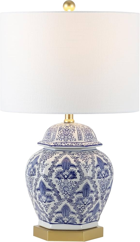 JONATHAN Y 25" Blue/White Classic Traditional Ginger Jar Ceramic LED Table Lamp, Chinoiserie Tabl... | Amazon (US)