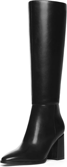 Women's Knee High Boots Pointed Toe Chunky Block Heel Platform Boots Comfort Dress Long Boots | Amazon (US)