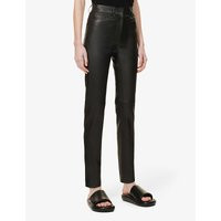 Teddy straight high-rise leather trousers | Selfridges