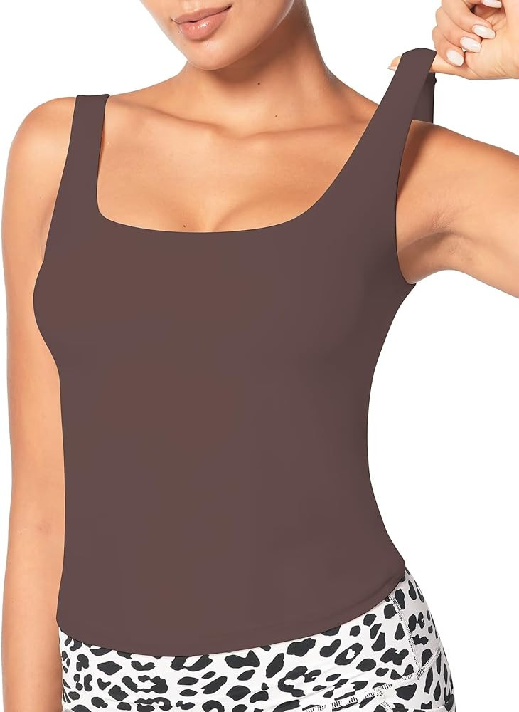 Sunzel Double Lined Tank Tops for Women Square Neck Sleeveless Fitted Seamless Basic Shirts for C... | Amazon (US)