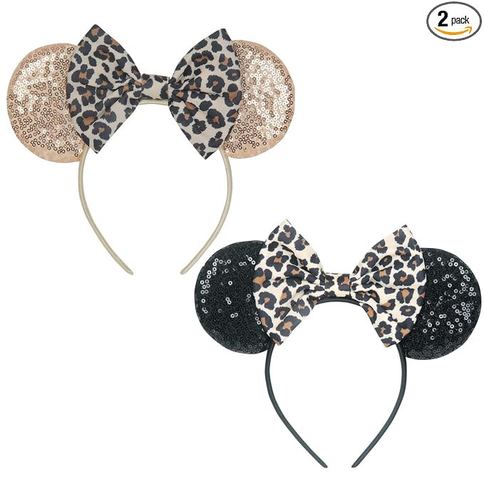 2 Pcs Mouse Ears Headbands - Sequin Bow Mouse Ears Suitable for Daily Wear, Amusement Park Trips,... | Amazon (US)