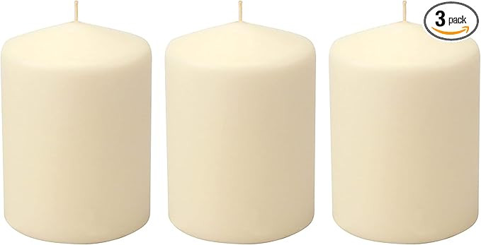 Stonebriar Unscented Pillar Candles – 35 Hour Burn Time, Long-Lasting Wax Candles for Weddings,... | Amazon (US)