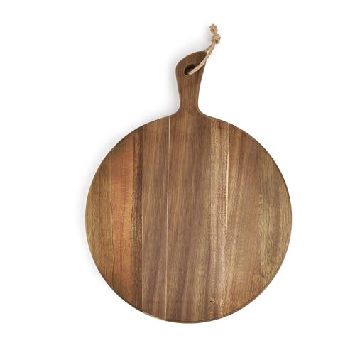 Acacia Wood Cutting Board for Kitchen with Rope on Handle, 16x12 Inch Round Wooden Cutting Boards for Kitchen/Charcuterie Board/Serving Board/Cheese, Bread, Vegetable & Fruits Serving/Pizza Board | Amazon (US)