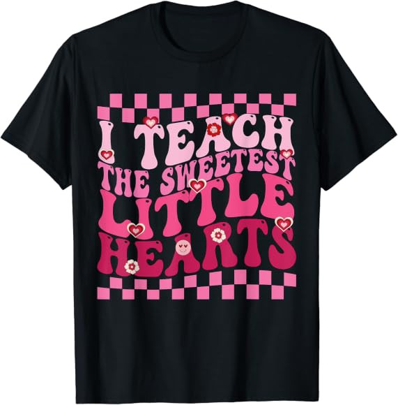 I Teach The Sweetest Hearts Retro Teacher Valentines Day T-Shirt | Amazon (US)