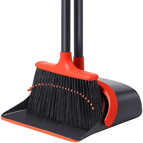 Long Handle Broom and Dustpan Set/Dust Pan and Broom Set Standing Upright Dustpan Broom Combo for... | Walmart (US)