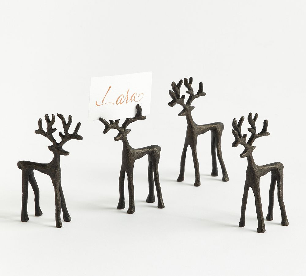 Bronze Sculpted Reindeer Place Card Holder - Set of 4 | Pottery Barn (US)