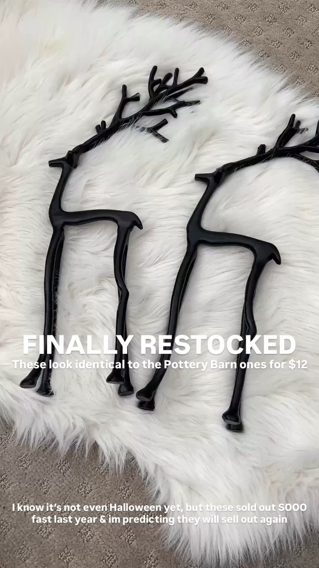 🤍I know it’s not even Halloween yet, but these reindeer look identical to the Pottery Barn ones for only $12 & $10!!! These will sell out. 👀👏🏼