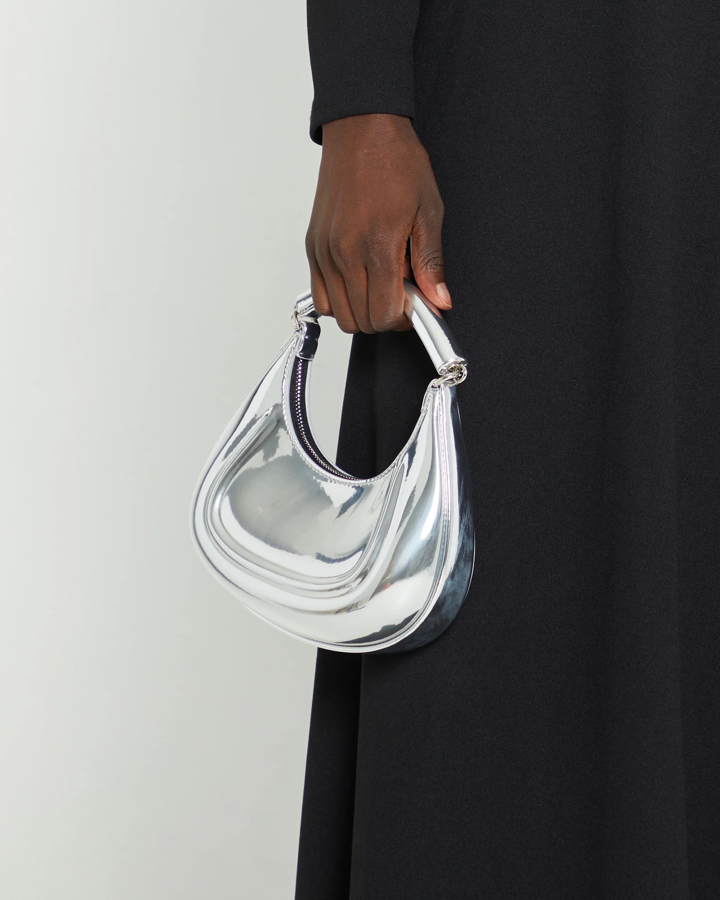 Mini Moon Leather Bag - SILVER / OS | Few Moda