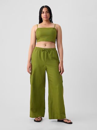 Mid Rise Linen-Cotton Pull-On Cargo Pants | Gap (US)