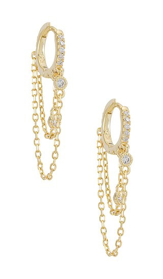 Bezel Chain Huggie Earring | Revolve Clothing (Global)