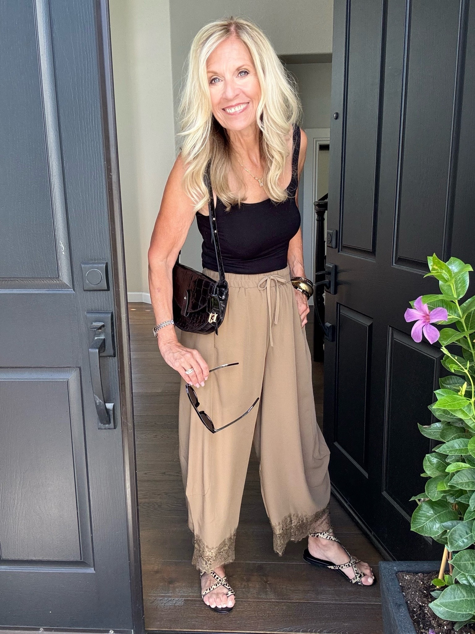 Fresh cut and what I wore to @solasandiego 

I’m telling you, after a long vacation in Croatia wearing my hair up most of the time because of the heat, my locks needed a serious cut and reshaping. Thanks to Koko @kokoblustudio I’m back!

It’s still toasty here at home so I’m wearing my light weight lace pants and tank both from Amazon to be comfy at the salon.
 
Handbag @ericjavits
Leo Sandals @jennikayne 
Sunglasses Prada Dupe

If you are ever in the San Diego area Dm me to get her information to make an appointment. She keeps my look fresh and chic whether it’s been short or long!

Follow me for more 50+ style inspiration.

#LTKootd #LTKOver40