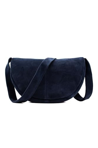 Pluspup Women's Soft Italian Suede Leather Small Roomy Sling Crossbody Bag Shoulder Handbag-BLUE | Amazon (UK)