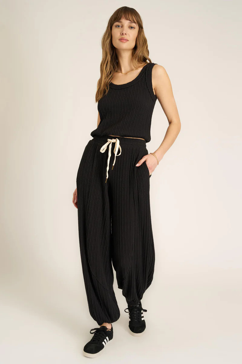 Luca Textured Rib Pant - Black | Project Social T