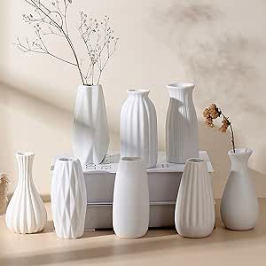 Parlamain 5'' White Ceramic Bud Vases Set of 8, Boho Japandi Small Vase in Bulk for Dining Table ... | Amazon (US)