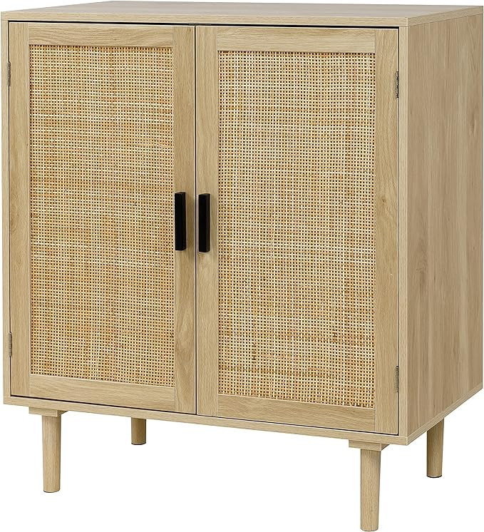 Finnhomy Sideboard Buffet Kitchen Storage Cabinet with Rattan Decorated Doors, Dining Room, Hallw... | Amazon (US)