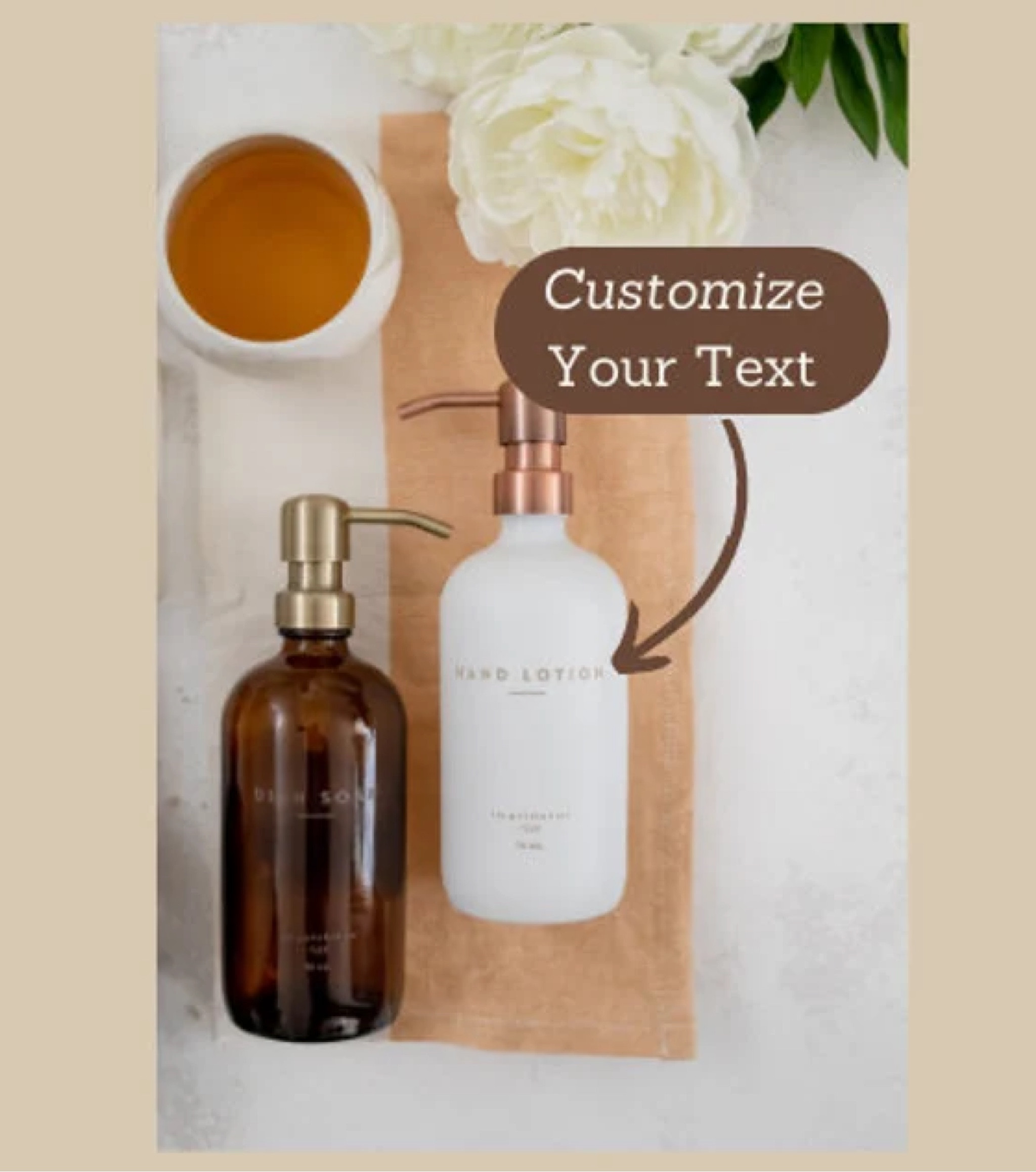 Etched Glass and Brass Soap Dispenser - Magnolia