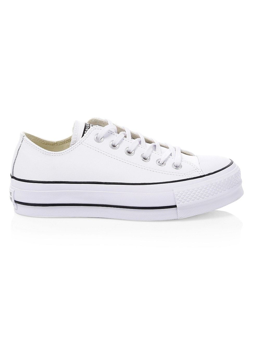 Women's Chuck Taylor All Star Leather Platform Low-Top Sneakers - White Black - Size 11 - White Blac | Saks Fifth Avenue