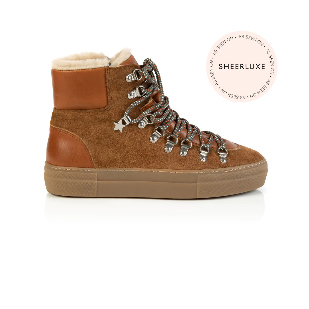 Camino: Tan Suede & Shearling High Tops from Air & Grace | Air & Grace