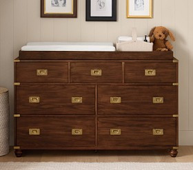 Campaign 7-Drawer Dresser &amp; Topper Set (56w x 19d") | Pottery Barn Kids