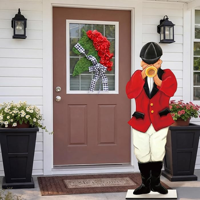 36 Inches Large Wooden Derby Decorations Derby Bugler Porch Sign Party Porch Standing Front Door ... | Amazon (US)