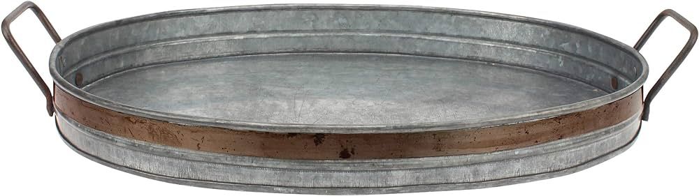 Stonebriar Rustic Galvanized Serving Tray with Rust Trim and Metal Handles, MEDIUM, Gray | Amazon (US)