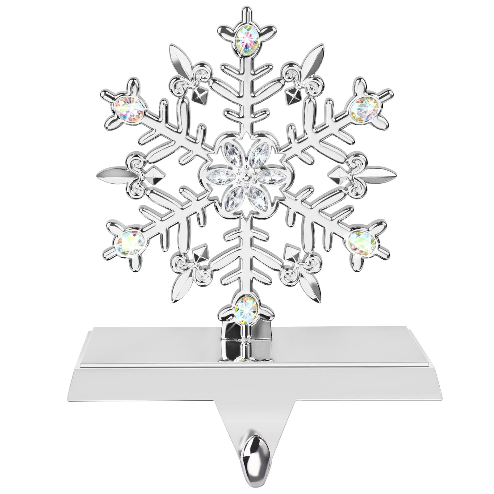 Snowflake Stocking Holder Sturdy Silver Metal Christmas Stocking Holder Stand 3D Snowflake Stocki... | Amazon (US)