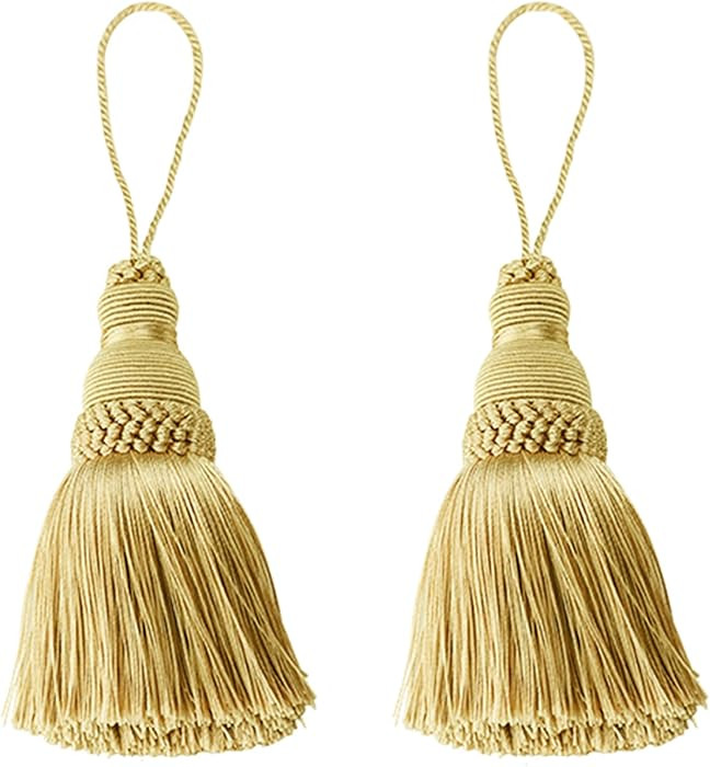 Fenghuangwu Colorful Tassel Key Tassel DIY Accessories for Curtain and Home Decoration-gold-2PCS | Amazon (US)