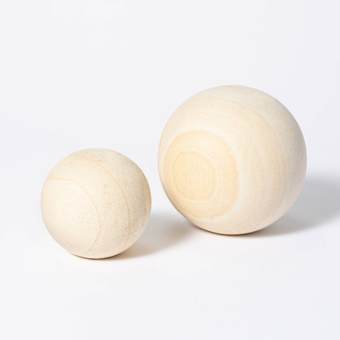 6&#34; Decorative Stone Wood Ball Natural - Threshold&#8482; designed with Studio McGee | Target