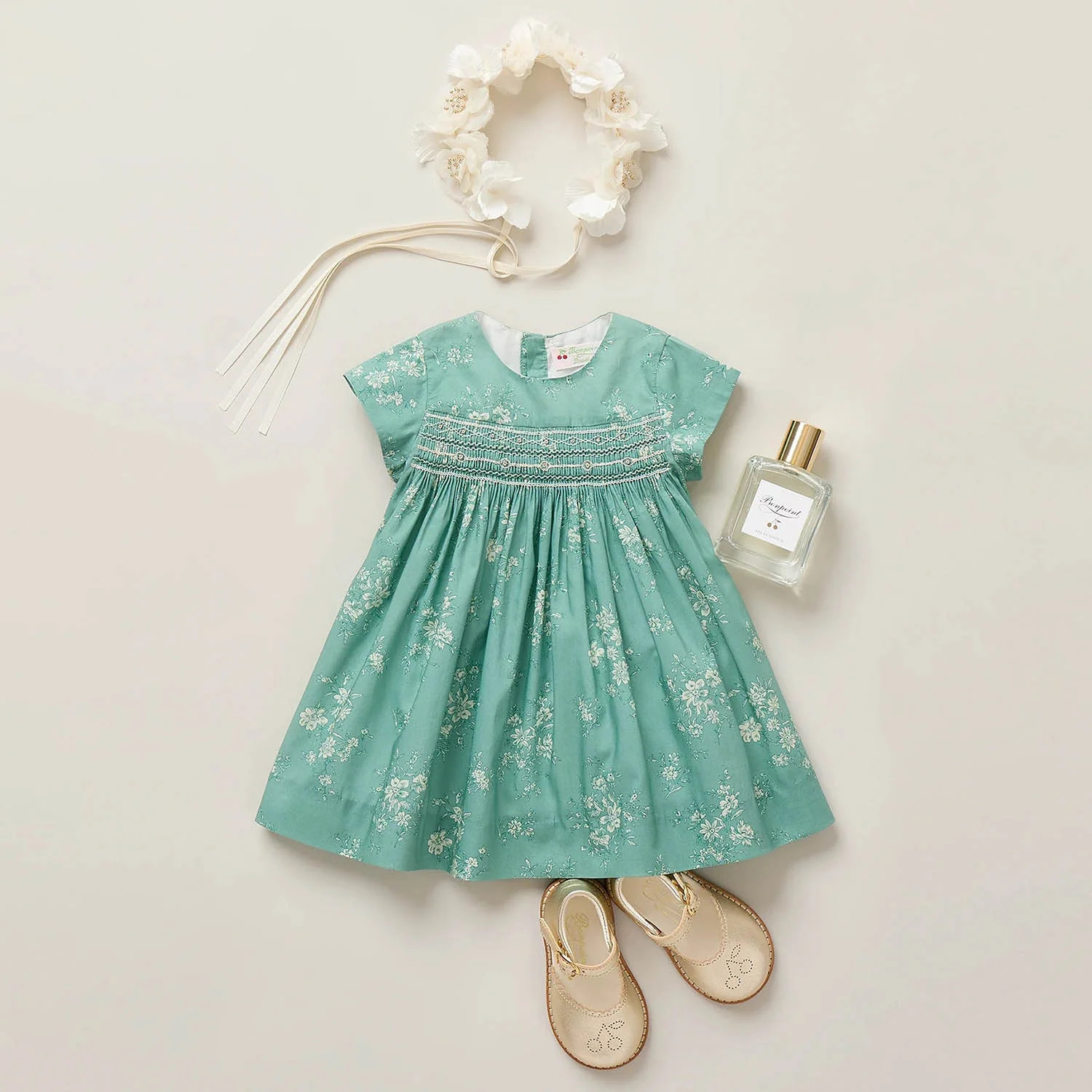 BONPOINT Maruska Baby Dress & Bloomers - Emerald | Shop.app