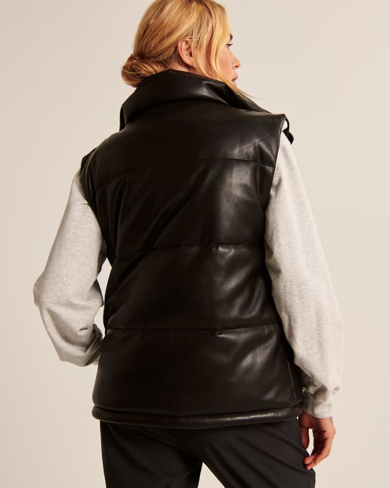 Vegan Leather Puffer Vest | Abercrombie & Fitch (US)