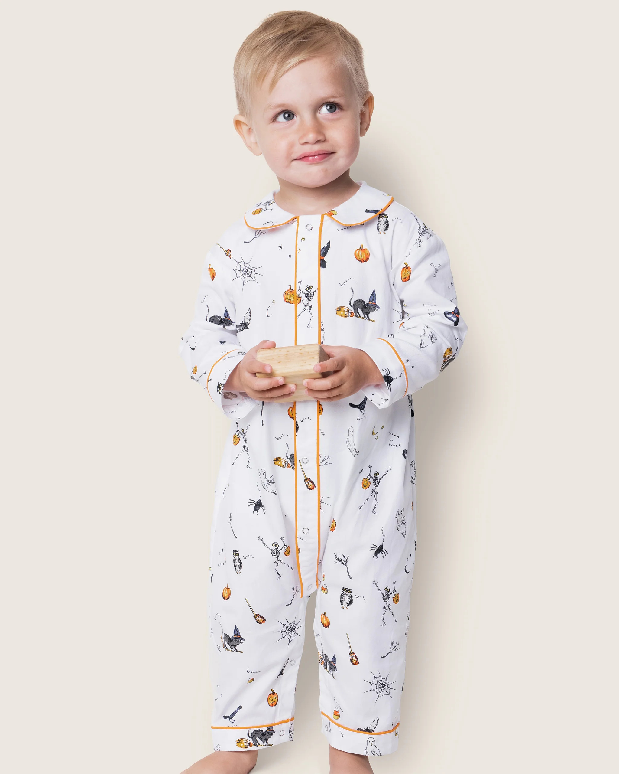 Baby's Twill Cambridge Romper in Trick or Treat | Petite Plume