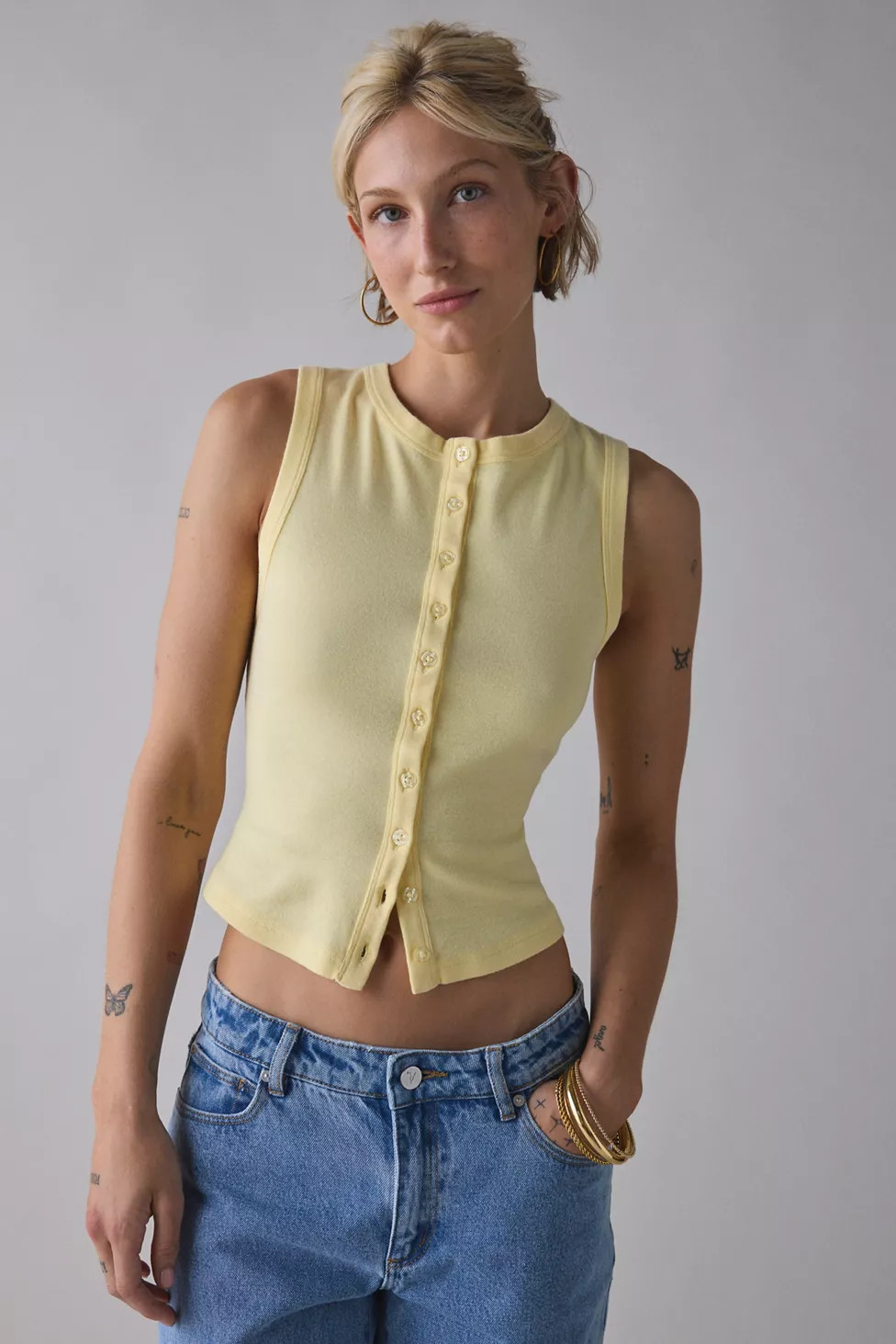 BDG Gigi Knit Button-Down Tank Top | Urban Outfitters (US and RoW)
