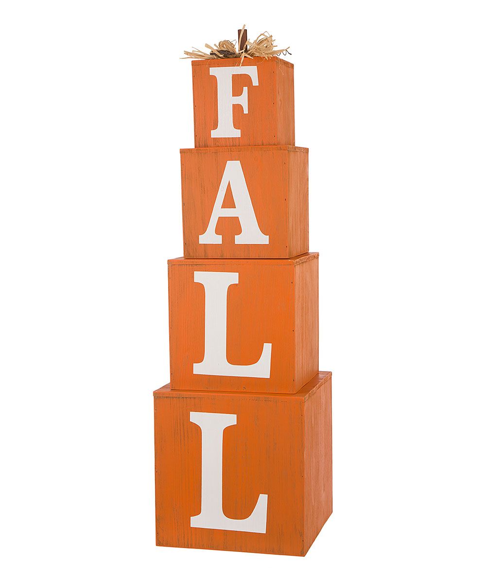 Glitzhome Block Signs - Orange 'Fall' Nesting Box Decor | Zulily